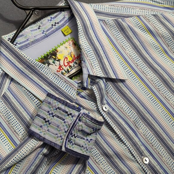 Robert Graham Shirt Men's 2XLT Tall Multicolor Flip Cuff Long Sleeve Button Up - Picture 1 of 11